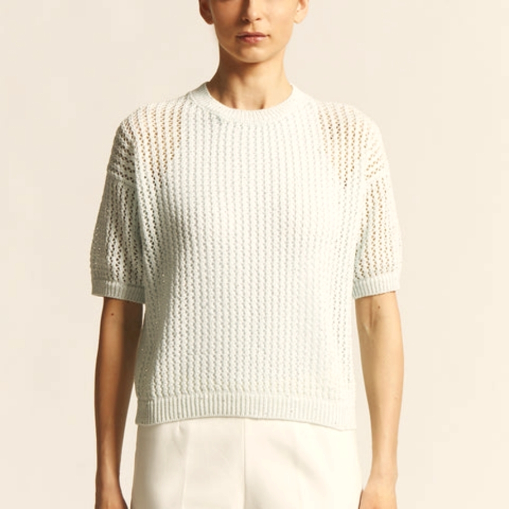 Peserico Cotton Cordonnet Sweater with Sequins Cream Knit size 50